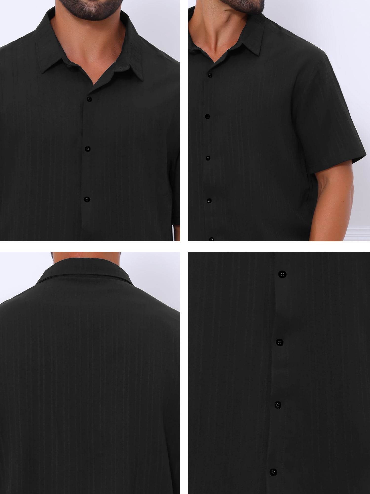 DARING DIVA Men's Short Sleeve Button Down Beach Summer Casual Shirt for Men L Black