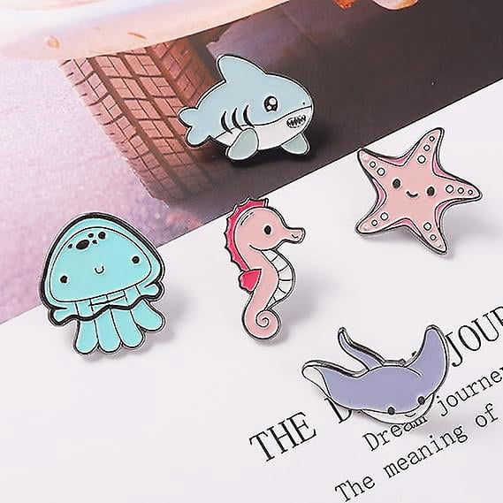 BAMAY Esmalte Tiburon Broche Alfileres Verano Joyería Aleación De Zinc