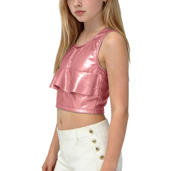 Auroural Summer Tops for Girls 13-14 Girls Tank Tops 12-14 Children's Spring and Summer Solid Color Festival Of Carnival Party Festival Performance Costumes Round Neck T-Shirt Top for Kids