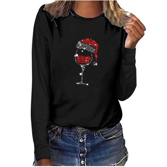Puntoco - Sudadera con estampado navideño de manga larga para mujer, informal, a la moda, blusa Puntoco Puntoco-4002
