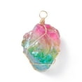 thumbnail image 2 of Rough Raw Natural Quartz Pendants with Real 18K Gold Plated Eco-Friendly Copper Wire Colorful 36~43x24~27.5x11~17mm Hole: 4.7mm, 2 of 5