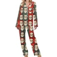 thumbnail image 1 of Puntoco Pijama de mujer con cuello en V y manga larga con estampado navideño para otoño e invierno, 1 of 5