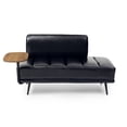 thumbnail image 5 of GZXS 55-Inch Black Faux Leather Upholstered Bench with 360-Degree Swivel Tray and Metal Legs, Entryway/Window Ottoman Bench with Backrests for Bedroom, Living Room, 5 of 7