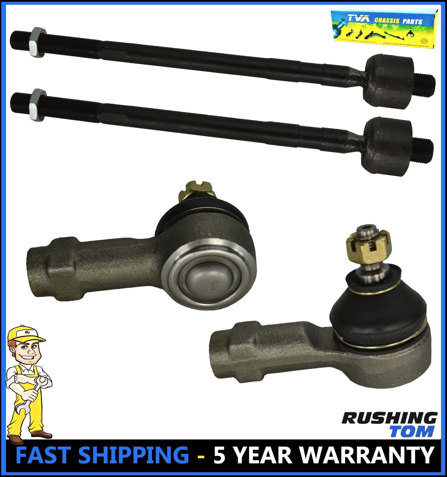 4Pc Kit Front Inner & Outer Tie Rod for Hyundai Elantra Tiburon Kia