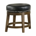 thumbnail image 2 of Bara 20 Inch Swivel Dining Stool- Round Faux Leather- Brown- Set of 2, 2 of 6