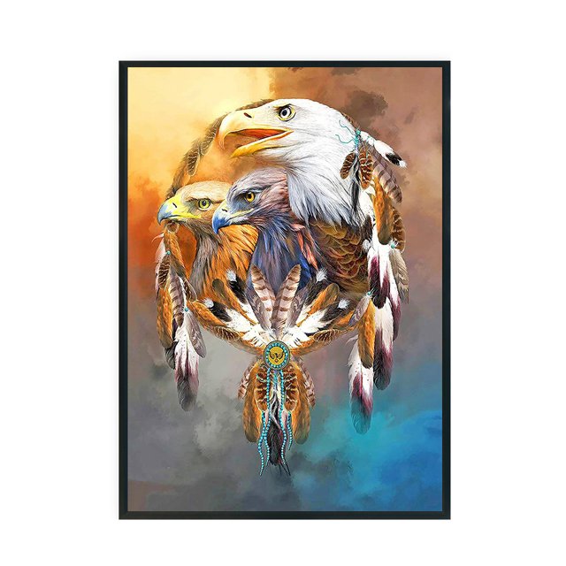 Kit de punto de cruz con estampado de tres águilas de hilo de algodón para manualidades, regalos artesanales Likrtyny decoración de arte