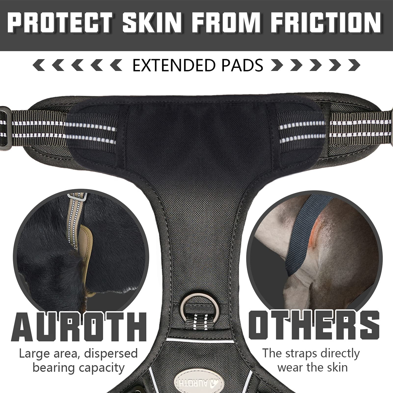 Auroth Black No Pull Dog Harness for Small Dogs, Reflective Comfortable Padded Dog Vest with Easy Control Handle, Adjustable Easy on Pet Training Walking Small Dog Harness for Puppy