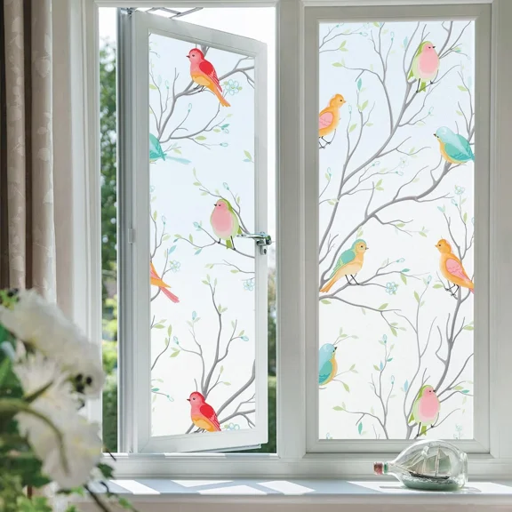 Privacy Window Film Stained Glass: Decorative Window Film Frosted Anti Glare Uv