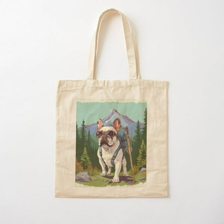 Hiking With A French Bulldog Funny Shirt Cotton Tote Bag Canvas Tote Bag  Family Gift For Mother  Her
