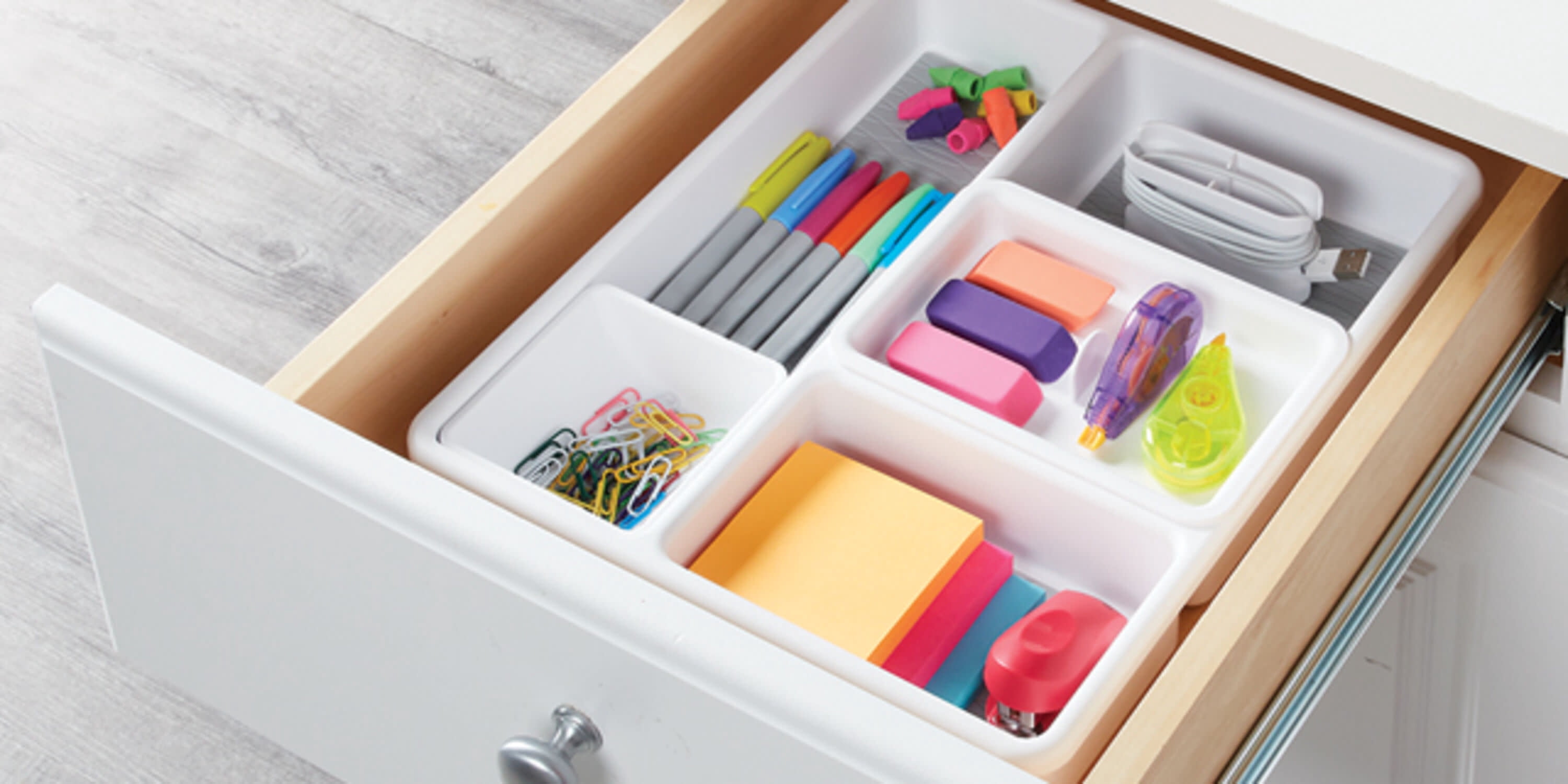 Copco 4 Piece Junk Drawer Organizer, Gray