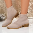 thumbnail image 4 of Low Heel Ankle Boots for Women Chunky Heel Knit Sock Boots Slip On Stretchy Comfortable Short Boots Fashion Heeled Booties Dress Shoes for Fall & Winter, 4 of 8