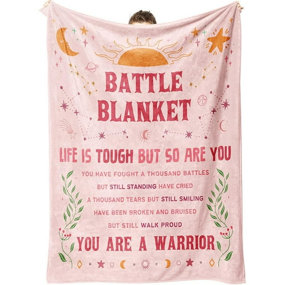 Cancer Care Gifts Blanket for Her Him, Cancer Fighter Inspirational Quote Chemo Patient Gift - Meaningful Caring Message Battle Blanket