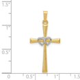 thumbnail image 2 of 14k Two-Tone Solid Gold Textured and Polished Latin Religious Faith Cross With Love Hearts Pendant Necklace 32mm long Pe, 2 of 2