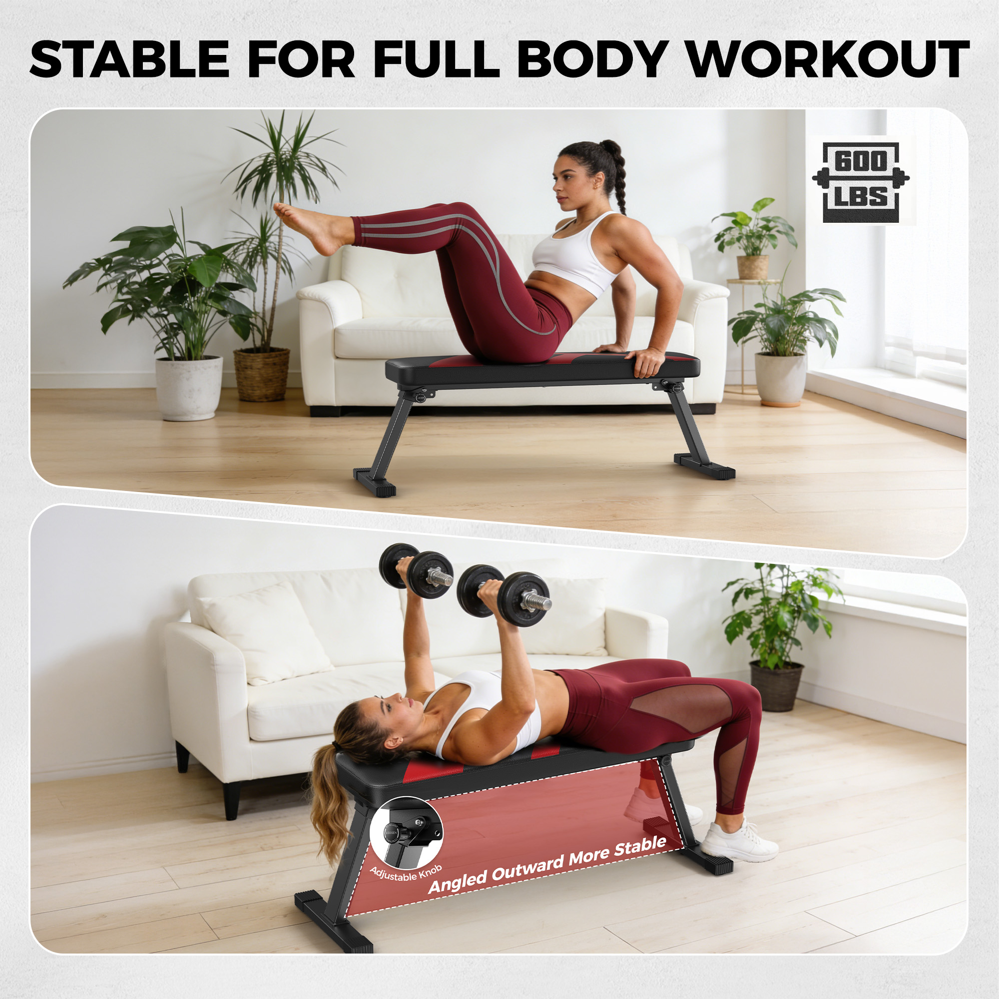 FLYBIRD Folding Flat Weight Bench, 600 lbs photo 5