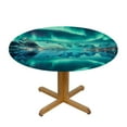 thumbnail image 3 of Acheng Northern Lights Aurora Borealis Snow Round Table Cloth 100% Polyester Waterproof Resistant Fabric 38-42, 3 of 8