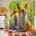 thumbnail image 3 of Fox Hummingbird Shower Curtains for Bathroom, Lavender Flowers Oil Painting Waterproof Fabric Shower Curtain for Bathroom Bathtub Decoration, Machine Washable, 72"x84", 3 of 9