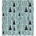 thumbnail image 3 of Christmas Tree Shower Curtain Blue Black Grey Xmas Tree Retro Christmas Tree Snowflake Merry Christmas Pine Pattern New Year Rustic Winter Holiday Fabric Bath Curtain Set with Hook, 3 of 4