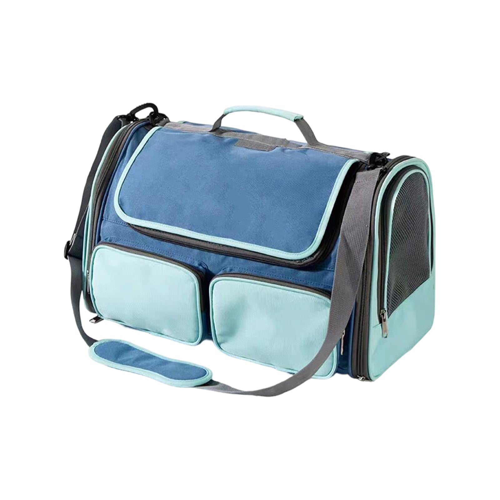 Dog Travel Carrier Airline Approved Dog Carrier 16X10 In Small Pet Carrier Pet Travel Essentials for Dogs Blue Trim Exterior Pockets 1 Pc