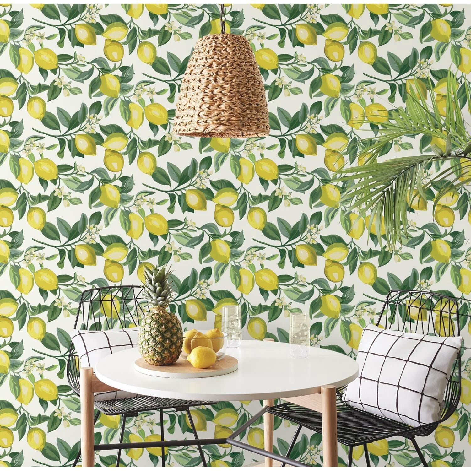 Roommates Lemon Zest Peel & Stick Wallpaper