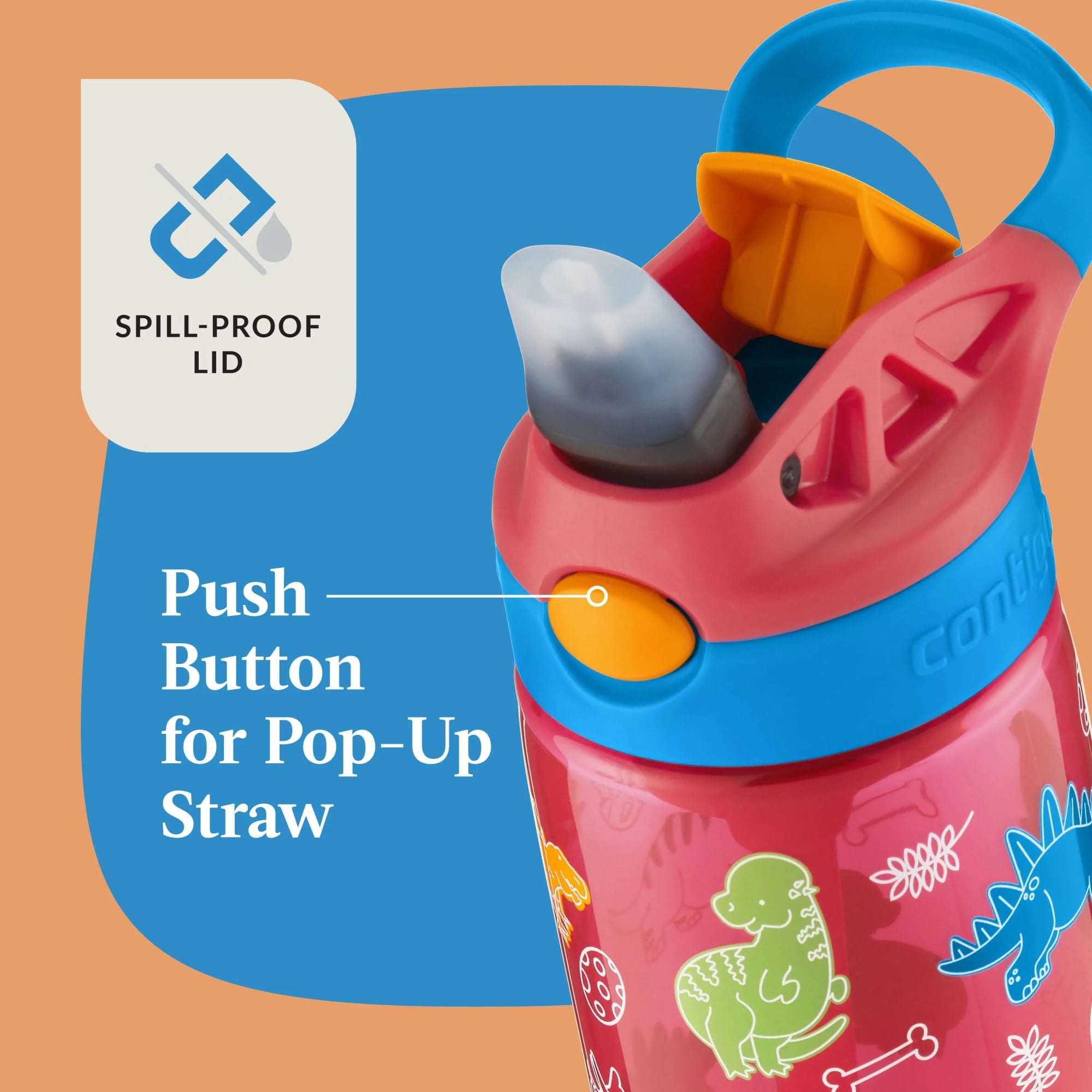 14oz AS Cleanable Watermelon Blue Poppy w/ Lil Dino Heard 6pc PDQ