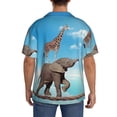 thumbnail image 3 of Balery Elephant Giraffe Camisa Casual de Manga Corta con Botones para Hombre, Texturizada, Estilo Cubano, para Playa, Verano-Medium, 3 of 5
