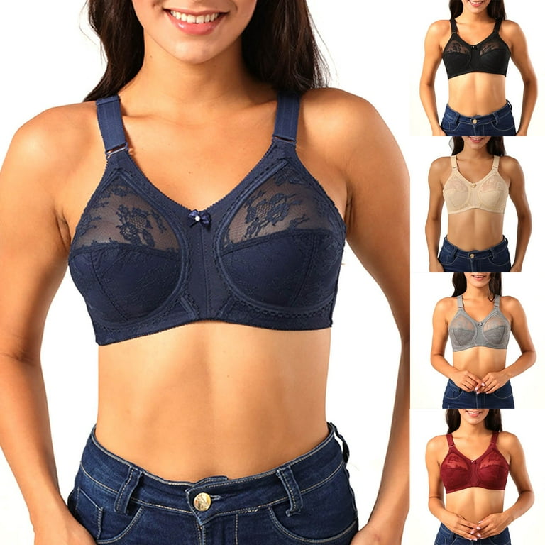 ALSLIAO Ladies Plus Size Firm Support Non Wired Lace Non Padded