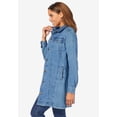 thumbnail image 3 of Jessica London Women's Plus Size Long Denim Jacket Oversized Jean Jacket, 3 of 4