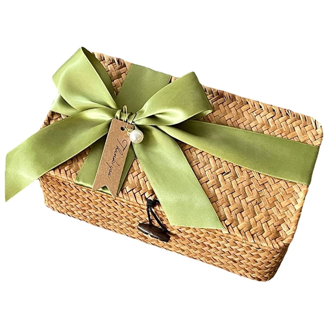 Woven Basket Pastoral Style Storage Basket Hand Woven Box Party Gift-Wrapping Basket
