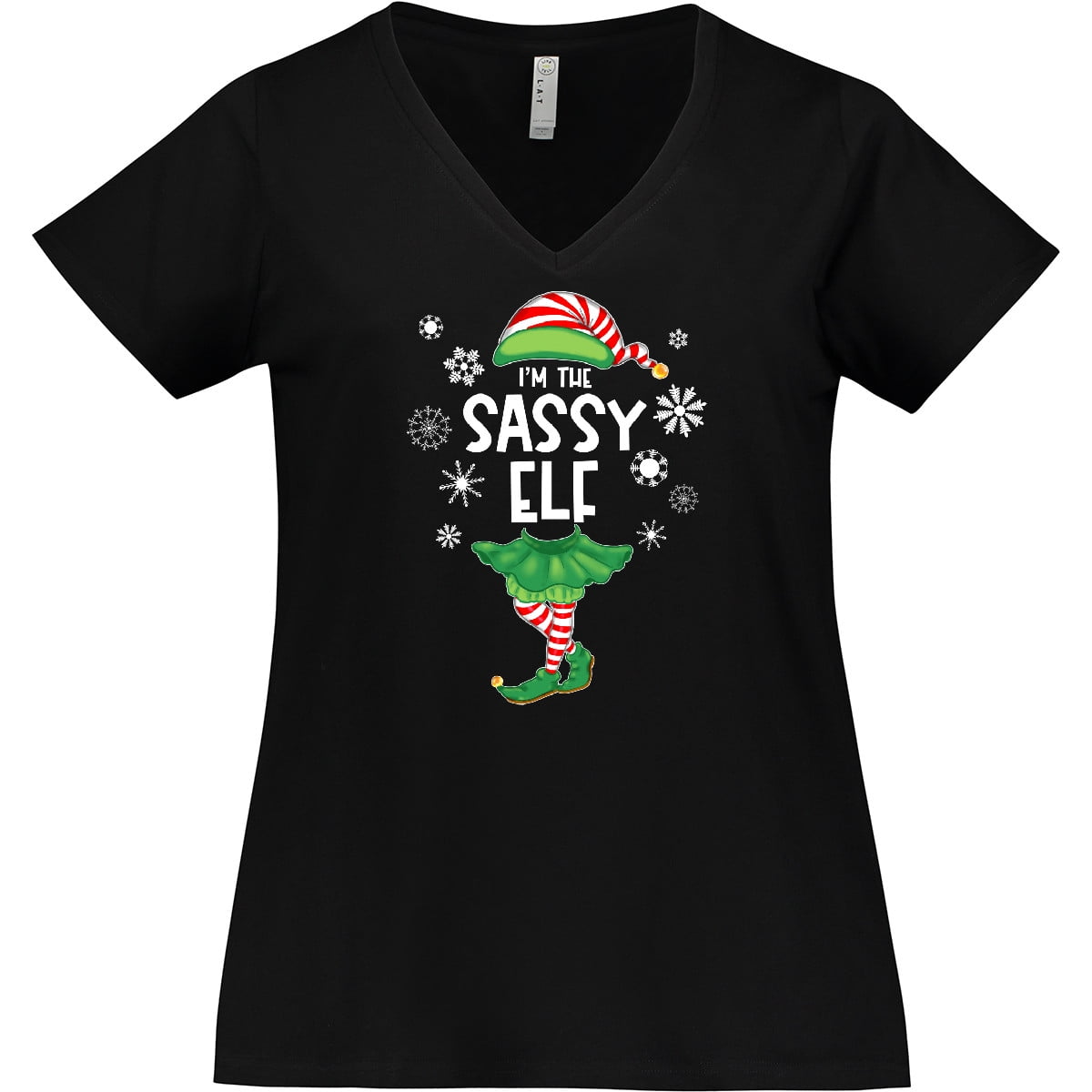 Inktastic Funny Christmas I'm the Sassy Elf with Shoes and Hat Women's Plus Size V-Neck T-Shirt