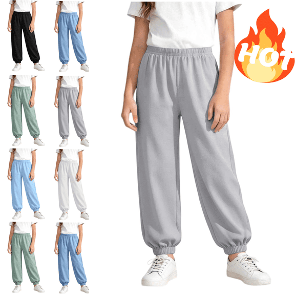 VEKDONE Toddler Boys Girls Joggers Kids Elastic Waist Baggy Sweatpants Breathable Relaxed Fit Everyday Casual School Play Bottoms
