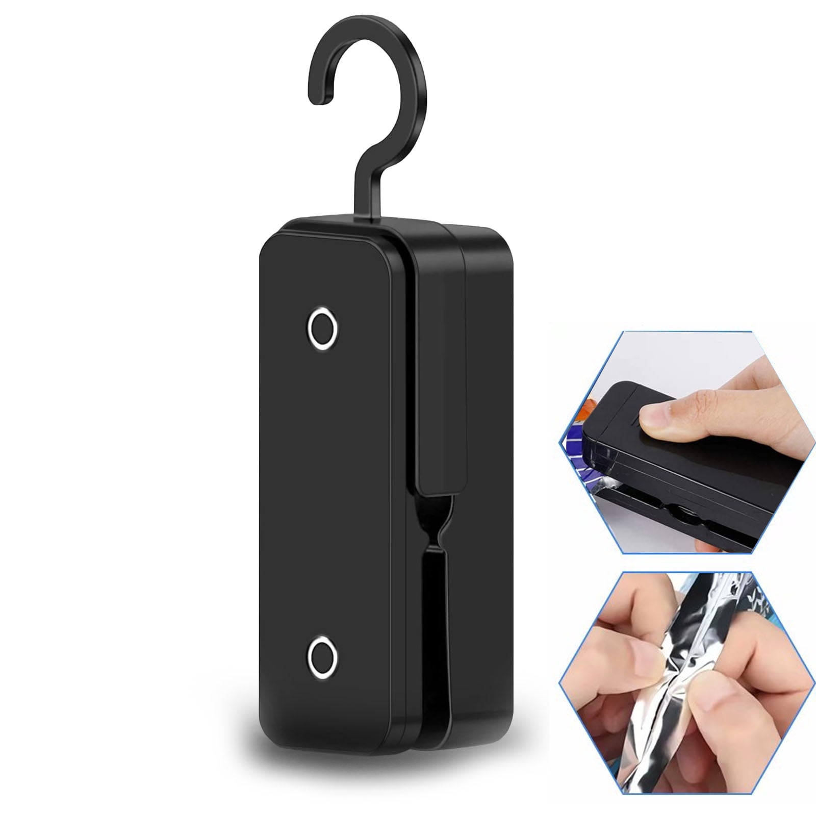 HomChum Mini Bag Sealer, Handheld Heat Vacuum Sealers, Bag Sealer Heat Seal, Machine Food Saver for Plastic Bags Storage Snack Cookies Fresh（Black）