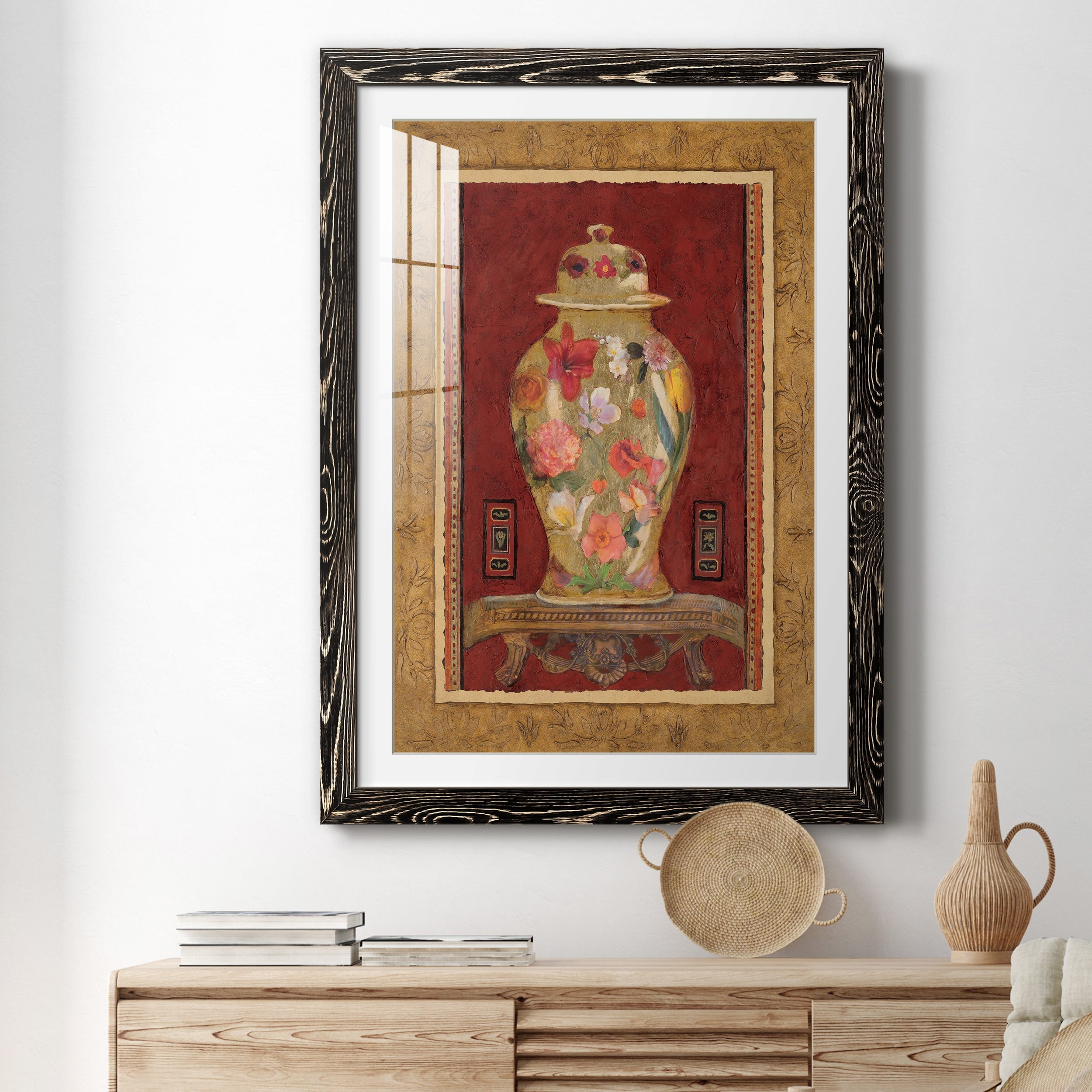 Romantic Urn I - Premium Framed Print - Distressed Barnwood Frame - Ready to Hang