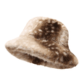 thumbnail image 3 of Lumtrix Women and Men Winter Furry Bucket Hat Deer Spotted Pattern Faux Fur Plush Fisherman Cap Thick Warm Wide Brim Fashion Hat for Daily & Outdoor Wear Coffee One Size, 3 of 5