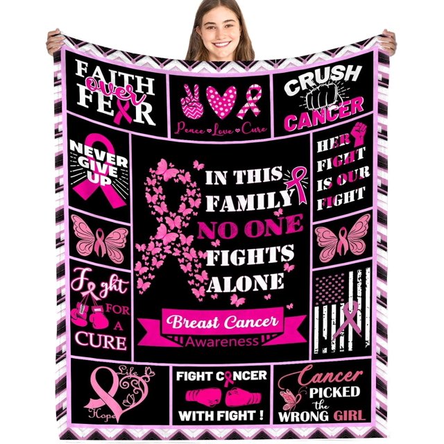 Couverture Cancer pour Femmes, Cadeaux Survivants Cancer pour Femmes, Couverture Inspirante pour Femmes, Cadeau de Rétablissement pour Femme (50x60 Po)