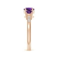 thumbnail image 3 of ANGARA Natural Three Stone Round Amethyst Ring with Diamond Accents in 14K Rose Gold for Women (Size-6mm) | February Birthstone, Birthday, Anniversary, Jewelry Gift for Women | Natural Amethyst Ring, 3 of 8