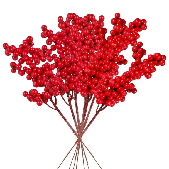 Clispeed 10PCS Faux Fruit Stems Red Berry Decoration for Family Gatherings