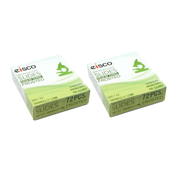 Glass Microscope Slides, 144 Pack - Precleaned - Ground & Polished Edges - Frosted End - Eisco Labs