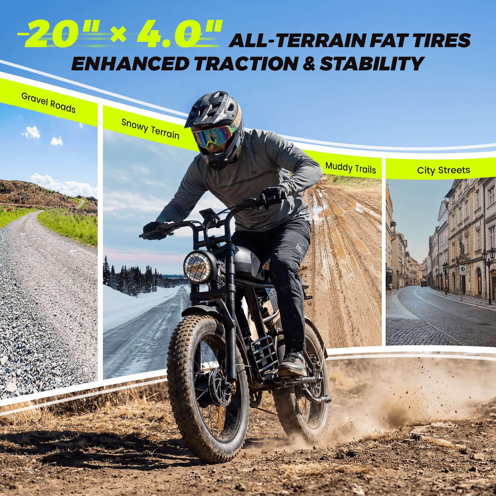 Electric Bike for Adults, 3000W Dirt Bike, 37MPH, 48V 35Ah E-Bike, 100 Miles Electric Motorcycle, 20" Fat Tire Off-Road Bike, All Terrain for Mountains, Snow, Sand, Road