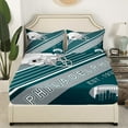 thumbnail image 5 of American Football City Sheet Set Football Lovers Sheets, Rugby Sports Decor Bed Sheets Set Birthday Gifts for Men Geometric Striped Bedding Set, Full 4Pcs(Philadelphia), 5 of 5