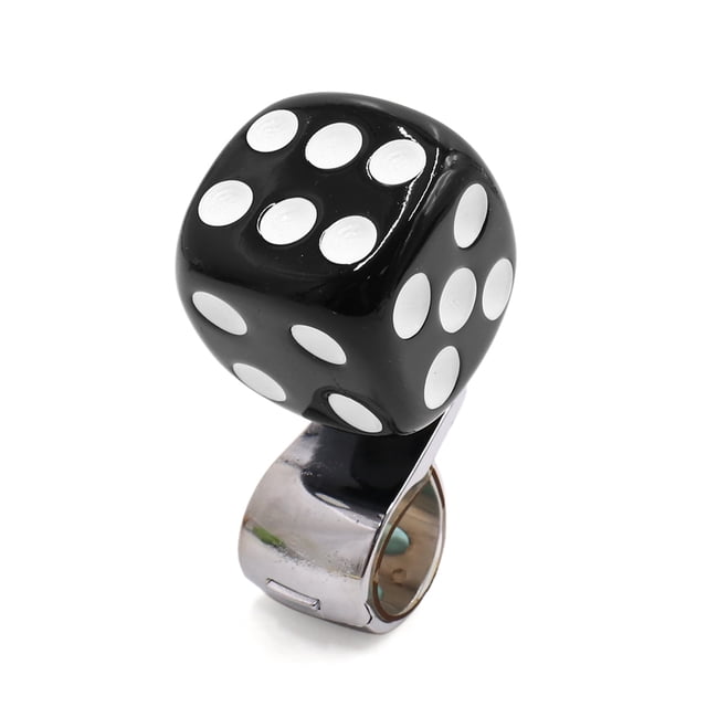 Unique Bargains Black Dice Shape Design Steering Wheel Spinner Knob Power Handle for Auto Car