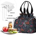 thumbnail image 4 of Pioneer Flower Floral Print Pattern Drawstring Lunch Bag Women - Drawstring Lunch Bag Insulated for Work Office - Stain-Resistant Large Lunchbags for Women with Multi-Pockets, 4 of 6