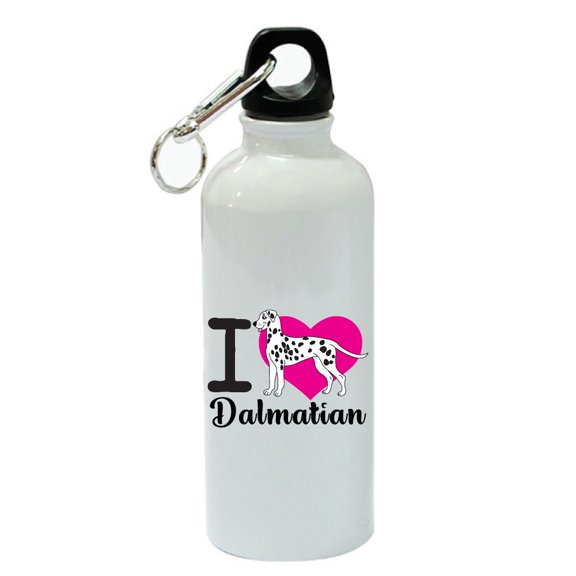 I Love Dalmatian White Aluminum Sports 20 oz Water Bottle