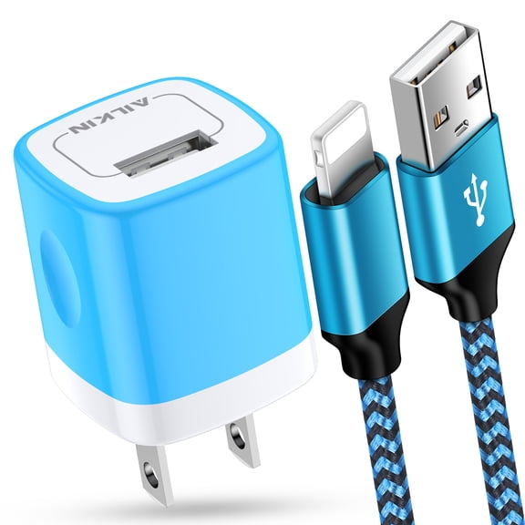 Compatible with iPhone Charger,Fast Charging AILKIN with Cable Cords 6ft Usb Charger Block Charging Block Compatible with iPhone 14/13/12/11/10 Charger,Blue
