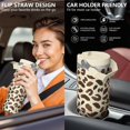 thumbnail image 5 of Leopard Print 30oz Handheld Travel Tumbler with Handle – Double Wall Stainless Steel Insulated Cup, Flip Straw Lid, Leak-Proof & BPA-Free for Hot and Cold Drinks – Durable Coffee & Juice Mug Black, 5 of 6