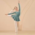 thumbnail image 4 of Xdegoge Ballet Leotard with Skirt V-Neck Long Sleeve Dance Practice Wear Professional Gymnastic Training Costume, 4 of 7