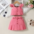 thumbnail image 4 of Coerni Toddler Baby Girl Skirts Outfit Spring Summer Kids Clothes Sleeveless Knit Vest Top + Pleated A Line Skirts Set, 4 of 9