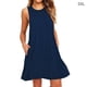 thumbnail image 1 of Vestido Mujer Correa Vestido Sin Mangas Cuello Redondo Color Sólido Bolsillo Ropa, Azul Marino, 5XL Inevent AP002063-40, 1 of 5