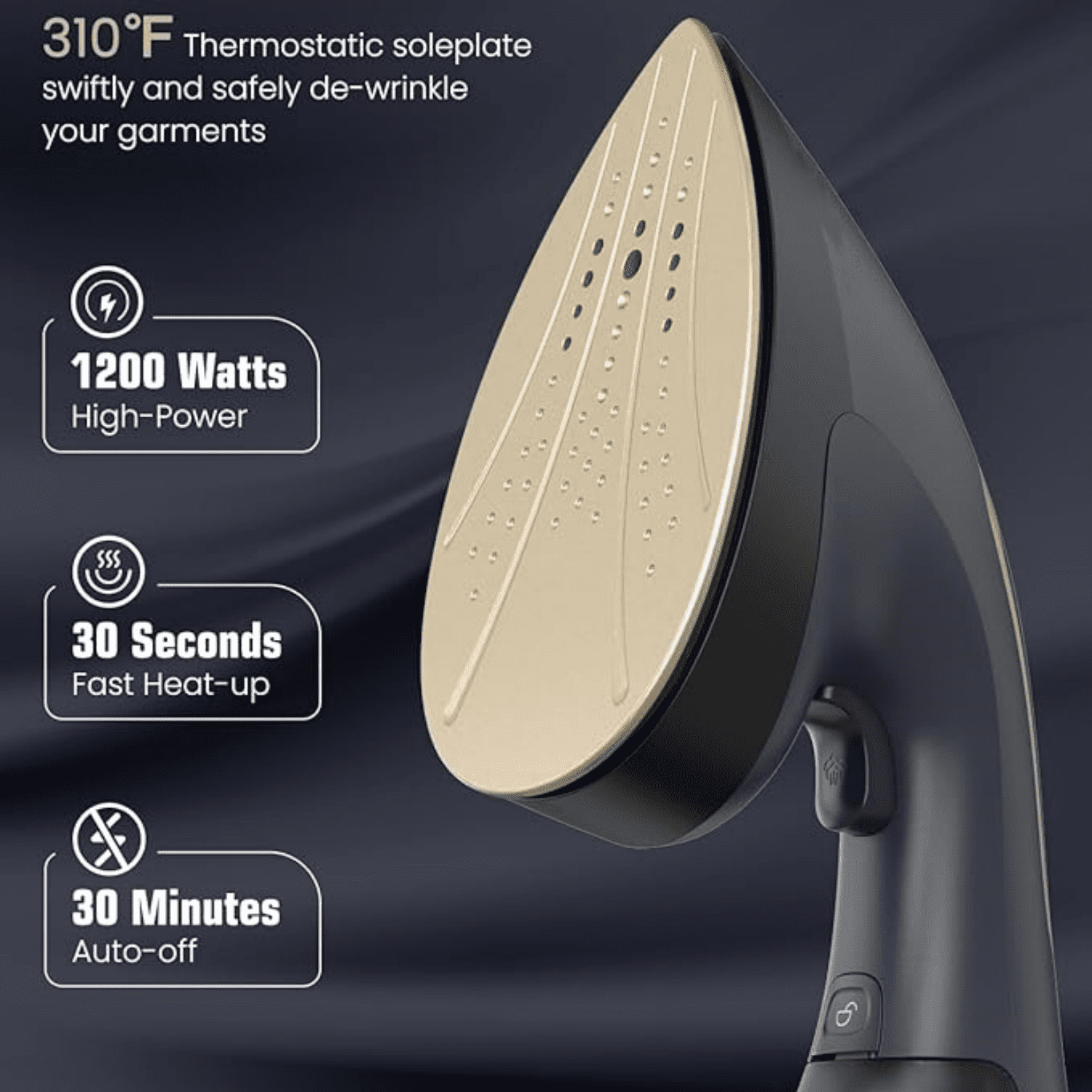 Steamer for Clothes, 2-in-1 Steam & Iron, 1200W Handheld Powerful Garment Fabric Wrinkle Remover with Burst Steam, Ceramic Heating Plate, 30-Second Fast Heat-up, Auto-Off (Only for 120V)