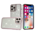 thumbnail image 2 of For Apple iPhone 14 Plus (6.7") Luxury Chromed Edge Glitter Star Bling Thick TPU Shiny Bling Protective Frame Cover ,Xpm Phone Case [ Rose Gold ], 2 of 3