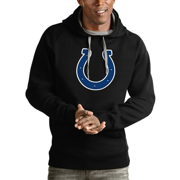 Men's Antigua Black Indianapolis Colts Victory Pullover Hoodie